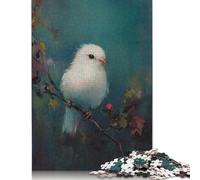 Rompecabezas Cuadrado Creativo de 1000 Piezas con un pájaro Blanco en una Rama, para Adultos. Juego de Rompecabezas de Madera, Juguete Intelectual de 1000 Piezas (75x50cm).