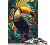 Rompecabezas Cuadrado Creativo de 1000 Piezas con un Vibrante tucán Tropical en una exuberante Selva. Ideal para Adultos. Rompecabezas de Papel educativos. Medidas: 38 x 26 cm / 1000 Piezas.
