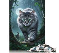 Rompecabezas Cuadrado Creativo de 1000 Piezas de Gato del Bosque Noruego para Adultos y Rompecabezas de Madera, Juegos antiestrés y Regalos navideños únicos (75 x 50 cm)