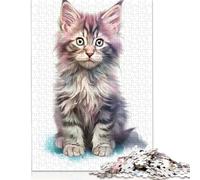 Rompecabezas Cuadrado Creativo de 1000 Piezas Gato del Bosque Noruego para Adultos y Rompecabezas de Madera, Juego Intelectual, 1000 Piezas (75 x 50 cm)