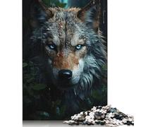 Rompecabezas Cuadrado Creativo de 1000 Piezas Retrato de Lobo para Adultos y Rompecabezas de Madera, Juguetes educativos, 1000 Piezas (75 x 50 cm)