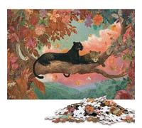 Rompecabezas Cuadrado Creativo de 300 Piezas Majestuosidad Amazónica: Leopardos en el Paraíso para Adultos y Rompecabezas de Madera. Juego desafiante (40 x 28 cm).