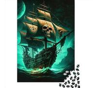 Rompecabezas Cuadrado Creativo de 500 Piezas con diseño de Barco Pirata y Calavera para Adultos. Juego de Rompecabezas de Madera, Juguete e Ingenioso. 500 Piezas (52 x 38 cm).