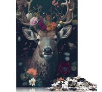 Rompecabezas Cuadrado Creativo de 500 Piezas con diseño de Ciervo, Flores y Otros Animales para Adultos. Juego de Rompecabezas de Madera, Juguete e Ingenioso. 500 Piezas (52 x 38 cm).