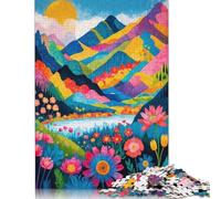 Rompecabezas Cuadrado Creativo de 500 Piezas con diseño de Paisaje de montaña Colorido para Adultos. Juego de Rompecabezas de Madera, Juguete e Ingenioso. 500 Piezas (52 x 38 cm).