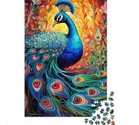 Rompecabezas Cuadrado Creativo de 500 Piezas con diseño de Pavo Real y Animales para Adultos. Juego de Rompecabezas de Madera, Juguete e Ingenioso. 500 Piezas (52 x 38 cm).