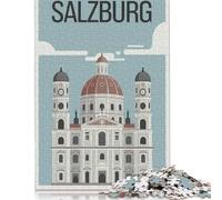 Rompecabezas Cuadrado Creativo de 500 Piezas con el póster de la Catedral de Salzburgo para Adultos. Juego de Rompecabezas de Madera, Juguete e Ingenioso. 500 Piezas (52 x 38 cm).