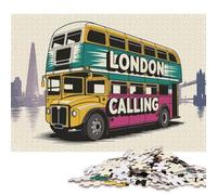 Rompecabezas Cuadrado Creativo de 500 Piezas con ilustración de autobús de Dos Pisos London Calling para Adultos y Juguetes educativos de Madera (52 x 38 cm).