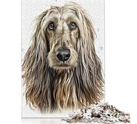 Rompecabezas Cuadrado Creativo de 500 Piezas con Retrato de Galgo Afgano para Adultos y Rompecabezas de Madera, Juego desafiante de 500 Piezas (52x38cm)