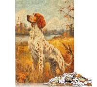Rompecabezas Cuadrado Creativo de 500 Piezas de Setter inglés Vintage al óleo para Adultos y Rompecabezas de Madera, Juguetes educativos, 500 Piezas (52 x 38 cm)