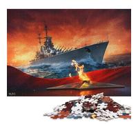 Rompecabezas Cuadrado Creativo de 500 Piezas del Crucero de Batalla Stalingrado para Adultos y Rompecabezas de Madera, Juego desafiante de 500 Piezas (52x38cm)