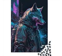 Rompecabezas Cuadrado Creativo de 500 Piezas Wolf Human1 para Adultos y Rompecabezas de Madera, Juego Educativo para Adultos, 500 Piezas (52x38cm)