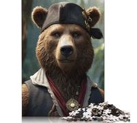 Rompecabezas Cuadrado Creativo y Divertido de 1000 Piezas con diseño de Oso Pirata para Adultos. Juego de Rompecabezas de Madera, Juguete e Ingenioso. 1000 Piezas (75x50cm)