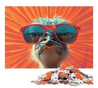 Rompecabezas Cuadrado de 1000 Piezas con diseño de Avestruz Divertido con Gafas, Ideal para Adultos y niños. Rompecabezas de Madera, Navidad. 1000 Piezas (75x50cm)