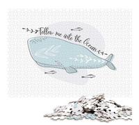 Rompecabezas Cuadrado de 1000 Piezas con diseño de Ballena Adorable para Adultos, Juego Educativo de Madera, Juguete de desafío, 1000 Piezas (75x50cm)