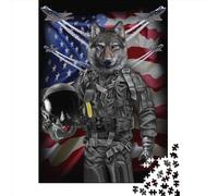 Rompecabezas Cuadrado de 1000 Piezas con diseño de Lobo Gris en la Fuerza Aérea, Ideal para Adultos Medidas: 38 x 26 cm / 1000 Piezas.