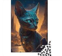 Rompecabezas Cuadrado de 1000 Piezas con el Mito del Gato esfinge para Adultos. Rompecabezas de Madera Educativo. Juego Familiar. 1000 Piezas (75x50cm)