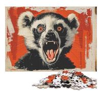 Rompecabezas Cuadrado de 1000 Piezas con el Retrato de un lémur Enojado para Adultos y Juego Educativo de Rompecabezas de Madera de 1000 Piezas (75x50cm)