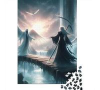 Rompecabezas Cuadrado de 1000 Piezas con el Tema del Ángel y la Muerte, Ideal para Adultos y niños. Juego de Rompecabezas de Papel de 38 x 26 cm.
