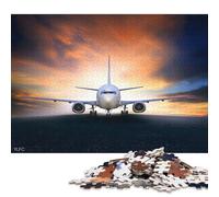 Rompecabezas Cuadrado de 1000 Piezas con Forma de avión de pasajeros para Adultos y Rompecabezas de Madera, Juguetes educativos de Aprendizaje, Juegos Familiares, 1000 Piezas (75x50cm)