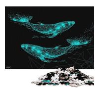 Rompecabezas Cuadrado de 1000 Piezas con Forma de Ballena Azul para Adultos y Rompecabezas de Madera, Juguetes educativos de Aprendizaje, Juegos Familiares, 1000 Piezas (75x50cm)