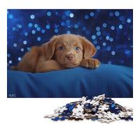 Rompecabezas Cuadrado de 1000 Piezas con Forma de Cachorro de Ojos Azules para Adultos, Rompecabezas de Madera, Juguete, decoración de Pared, 1000 Piezas (75x50cm)