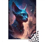 Rompecabezas Cuadrado de 1000 Piezas con Forma de Gato esfinge para Adultos y niños. Rompecabezas de Madera, 1000 Piezas (75 x 50 cm).