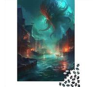 Rompecabezas Cuadrado de 1000 Piezas con Forma de Pulpo monstruoso para Adultos. Rompecabezas de Madera desafiante. 1000 Piezas (75 x 50 cm)