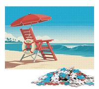 Rompecabezas Cuadrado de 1000 Piezas con ilustración de una Silla de socorrista de Miami Beach para Adultos. Juego Educativo de Papel. Medidas: 38 x 26 cm / 1000 Piezas.