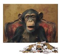 Rompecabezas Cuadrado de 1000 Piezas con la Imagen de un chimpancé en una Silla, Ideal para Adultos. Rompecabezas de Madera, Juguete Decorativo para Pared, 1000 Piezas (75 x 50 cm).