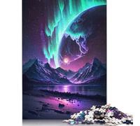 Rompecabezas Cuadrado de 1000 Piezas con Paisaje Estelar de la Aurora Boreal para Adultos, Rompecabezas de Madera, Juegos de desafío únicos, 1000 Piezas (75 x 50 cm)