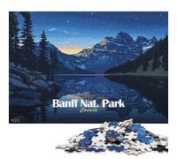 Rompecabezas Cuadrado de 1000 Piezas con Paisaje Nocturno del Parque Nacional Banff para Adultos. Rompecabezas de Madera Educativo. Juego Familiar. 1000 Piezas (75x50cm).