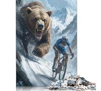 Rompecabezas Cuadrado de 1000 Piezas con temática de persecución de Osos en Bicicleta para Adultos. Rompecabezas de Papel Educativo para Toda la Familia. 38 x 26 cm / 1000 Piezas