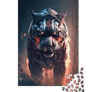 Rompecabezas Cuadrado de 1000 Piezas con temática de Tigre en Llamas para Adultos, Rompecabezas de Madera, Juguete, decoración de Pared, 1000 Piezas (75x50cm)