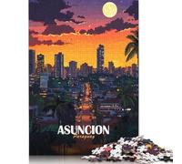 Rompecabezas Cuadrado de 1000 Piezas de Asunción, Paraguay, Paisaje Urbano Nocturno, para Adultos y Rompecabezas de Madera, Juego Educativo, Juguete de desafío, 1000 Piezas (75 x 50 cm)