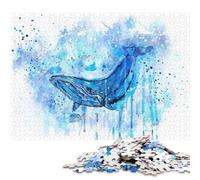 Rompecabezas Cuadrado de 1000 Piezas de Ballena jorobada RosaliasArt para Adultos y Rompecabezas de Madera, Juego Educativo, Juguete de desafío, 1000 Piezas (75x50cm)