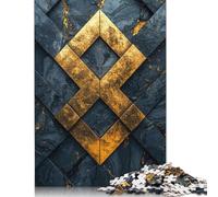 Rompecabezas Cuadrado de 1000 Piezas de Diamante Dorado sobre mármol Negro para Adultos, Rompecabezas de Madera, Juguete Educativo de Aprendizaje, 1000 Piezas (75 x 50 cm)