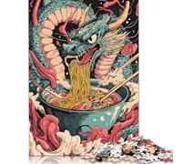 Rompecabezas Cuadrado de 1000 Piezas de Dragon Eats Ramen Japan Noodle para Adultos y Rompecabezas de Papel, Juguetes educativos de Aprendizaje, Juegos Familiares, 38 x 26 cm/1000 Piezas
