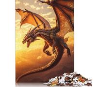Rompecabezas Cuadrado de 1000 Piezas de dragón Volador de Cuento de Hadas para Adultos, Rompecabezas de Madera, Juegos de desafío únicos, 1000 Piezas (75 x 50 cm)