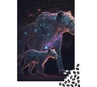 Rompecabezas Cuadrado de 1000 Piezas de La Noche Estrellada con la Leona, para Adultos. Juego Educativo de Papel de 38 x 26 cm.