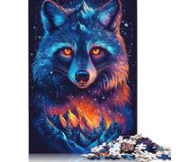 Rompecabezas Cuadrado de 1000 Piezas de montañas, Mapache y Fuego para Adultos, Rompecabezas de Madera, Juego práctico, 1000 Piezas (75 x 50 cm)