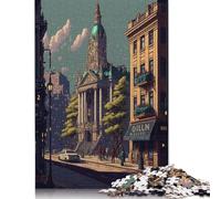 Rompecabezas Cuadrado de 1000 Piezas de Oslo Pixel Art para Adultos y Rompecabezas de Madera (38 x 26 cm/1000 Piezas)