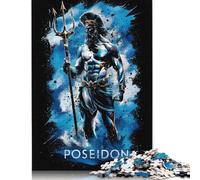 Rompecabezas Cuadrado de 1000 Piezas de Poseidón, Dios Griego, con temática mitológica. Ideal para Adultos. Rompecabezas de Papel Educativo para Toda la Familia. Medidas: 38 x 26 cm / 1000 Piezas.
