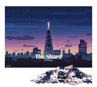 Rompecabezas Cuadrado de 1000 Piezas de The Shard de Londres con diseño Pixel Art para Adultos. Rompecabezas de Papel Educativo, Juego Familiar. 38 x 26 cm / 1000 Piezas