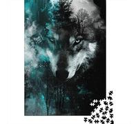 Rompecabezas Cuadrado de 1000 Piezas Lobos a la luz de la Luna para Adultos, Rompecabezas de Madera, Juguetes de Entretenimiento Familiar, 1000 Piezas (75x50cm)