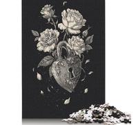 Rompecabezas Cuadrado de 1000 Piezas Love Lock & Roses para Adultos y Rompecabezas de Madera, Juego Educativo, Juguete de desafío, 1000 Piezas (75 x 50 cm)