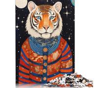 Rompecabezas Cuadrado de 500 Piezas con Arte Animal Tribal, 10 Tigres, para Adultos. Juego Educativo de Rompecabezas de Madera. Juguete de desafío. 500 Piezas (52 x 38 cm).