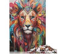 Rompecabezas Cuadrado de 500 Piezas con diseño Abstracto de león Colorido para Adultos y niños. Rompecabezas de Madera, 500 Piezas (52 x 38 cm).