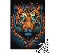 Rompecabezas Cuadrado de 500 Piezas con diseño de Tigre, Fuego y Agua para Adultos, Juguete Educativo de Madera (52 x 38 cm).