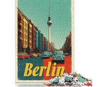 Rompecabezas Cuadrado de 500 Piezas con Paisaje Urbano de Berlín Vintage para Adultos, Rompecabezas de Madera, Juguete Educativo, 500 Piezas (52 x 38 cm)
